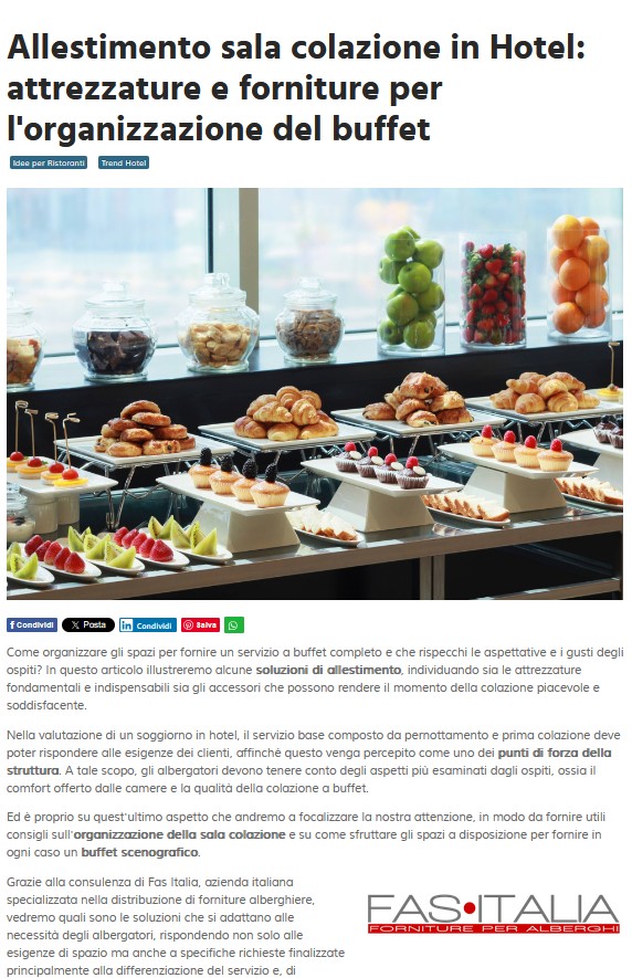 Esempi di prodotti e forniture alberghiere FAS Italia